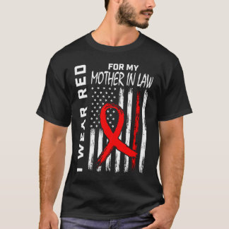 Red Ribbon Mother In Law Heart Disease Awareness U T-Shirt