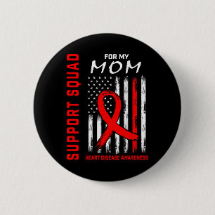 Red Ribbon Mum Heart Disease Awareness Flag Graphi 6 Cm Round Badge