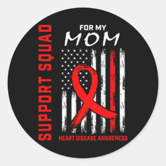 Red Ribbon Mum Heart Disease Awareness Flag Graphi Classic Round Sticker