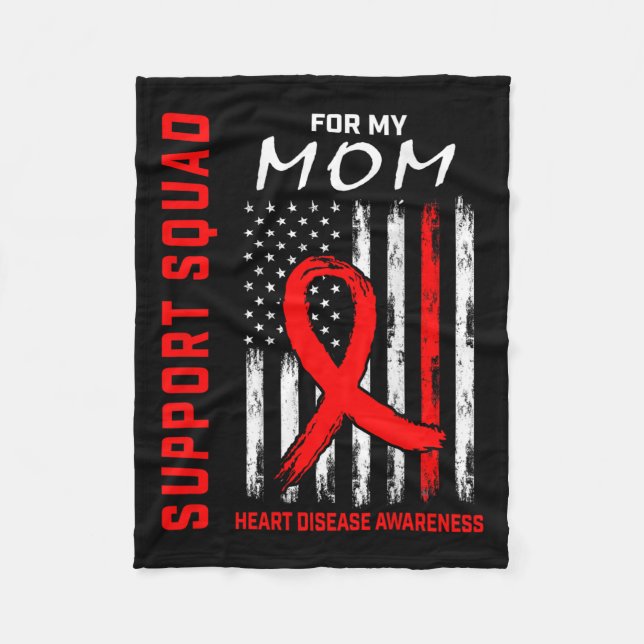 Red Ribbon Mum Heart Disease Awareness Flag Graphi Fleece Blanket (Front)