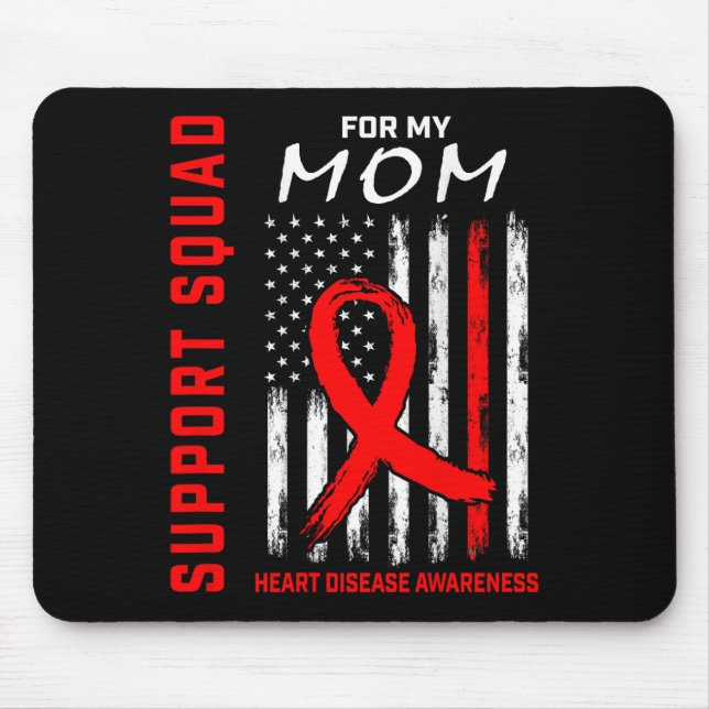 Red Ribbon Mum Heart Disease Awareness Flag Graphi Mouse Pad (Front)
