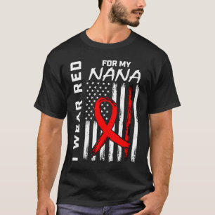 Red Ribbon Nana Heart Disease Awareness American F T-Shirt
