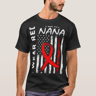 Red Ribbon Nana Heart Disease Awareness American F T-Shirt