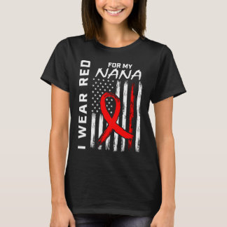 Red Ribbon Nana Heart Disease Awareness American F T-Shirt