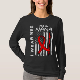 Red Ribbon Nana Heart Disease Awareness American F T-Shirt