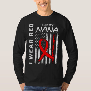 Red Ribbon Nana Heart Disease Awareness American F T-Shirt