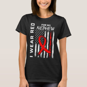 Red Ribbon Nephew Heart Disease Awareness American T-Shirt