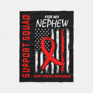 Red Ribbon Nephew Heart Disease Awareness Flag Bac Fleece Blanket