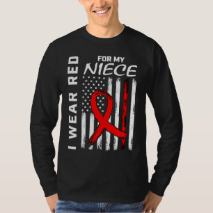 Red Ribbon Niece Heart Disease Awareness American T-Shirt