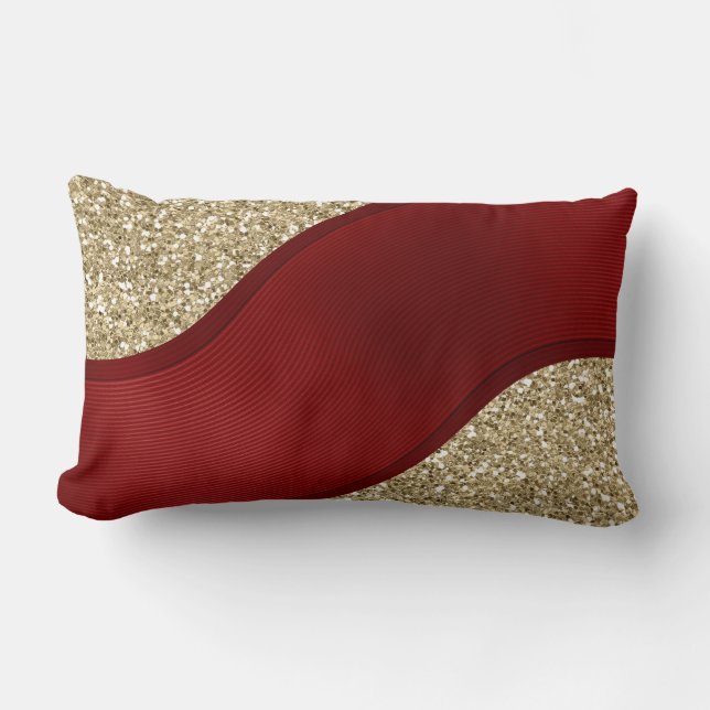 Red ribbon on golden background lumbar cushion (Front)