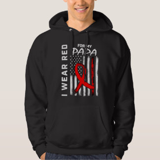 Red Ribbon Papa Heart Disease Awareness American F Hoodie