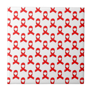 Red Ribbon Pattern Ceramic Tile