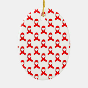 Red Ribbon Pattern Ceramic Tree Decoration