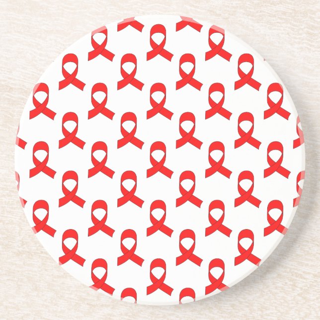 Red Ribbon Pattern Coaster (Front)