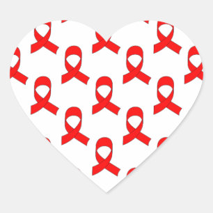 Red Ribbon Pattern Heart Sticker