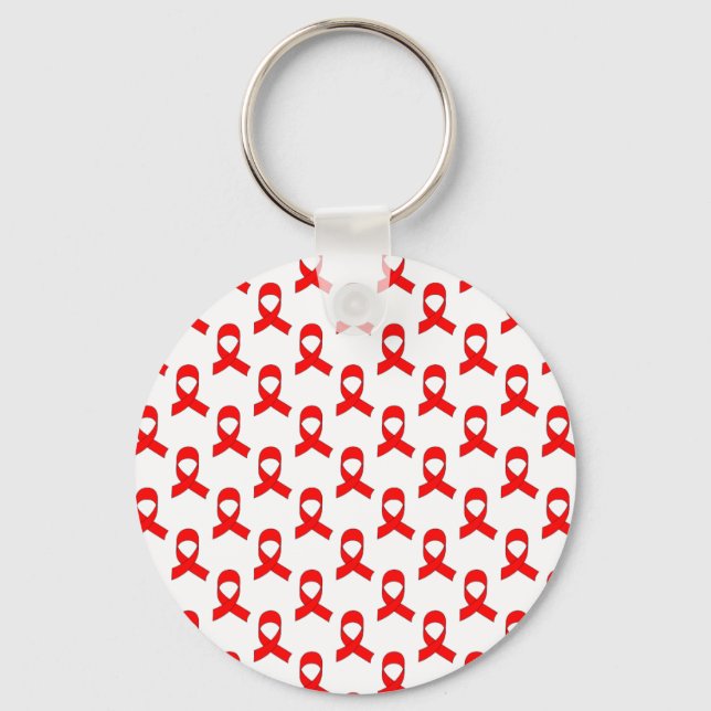 Red Ribbon Pattern Key Ring (Front)
