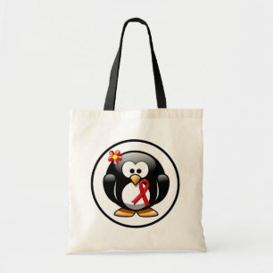 Red Ribbon Penguin Tote Bag