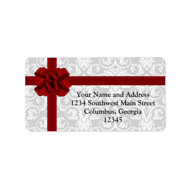 Red Ribbon Present Bow Label (Front)