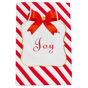 Red Ribbon & Red White Striped Medium Gift Bag