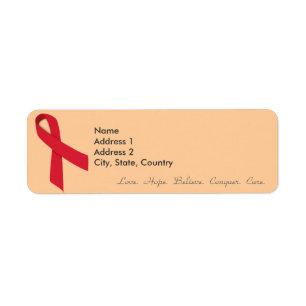 Red Ribbon Return Address Labels for Stroke, AIDS