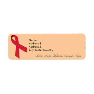 Red Ribbon Return Address Labels for Stroke, AIDS