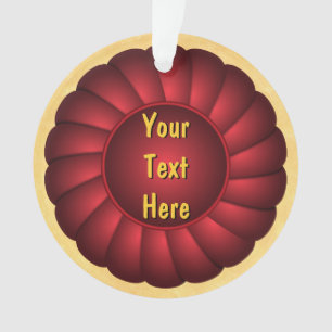 Red Ribbon Rosette to Personalise Ornament