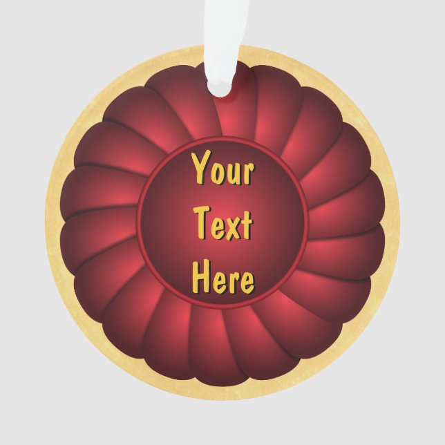 Red Ribbon Rosette to Personalise Ornament (Front)