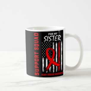 Red Ribbon Sister Heart Disease Awareness Flag Bac Coffee Mug