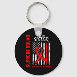 Red Ribbon Sister Heart Disease Awareness Flag Bac Key Ring