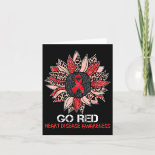 Red Ribbon Sunflower Heart Disease Awareness Month Card