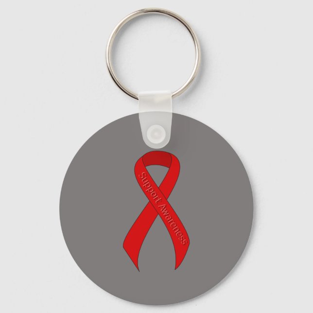 Red Ribbon Support Awareness Key Ring (Front)