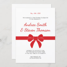 Red Ribbon Wedding Invite. Bow