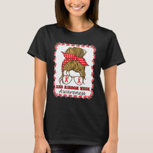 Red Ribbon Week Awareness Month Yellow Hair Messy T-Shirt