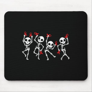Red Ribbon Week Awareness Skeleton Halloween Women Mouse Pad