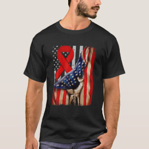 Red Ribbon Week Awareness Vintage American Flag Re T-Shirt