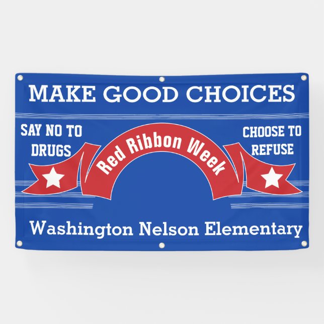 Red Ribbon Week - Drug Free Choices Blue Banner (Horizontal)