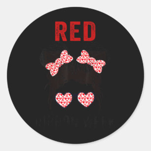 Red Ribbon Week Messy Bun Wear Gles Red Disease Aw Classic Round Sticker