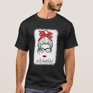 Red Ribbon Week Wink Eye Messy Bun Glasses Just Sa T-Shirt