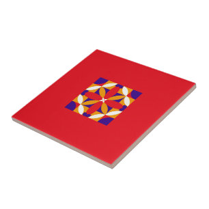 Red Ribbons Ceramic Tile