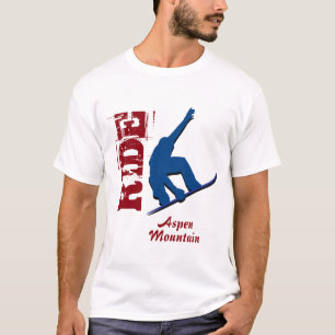 Red Ride Aspen Mountain Snowboard T-Shirt