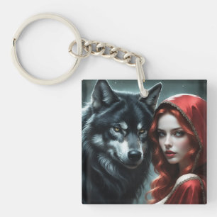 Red riding hood an his wolf  key ring