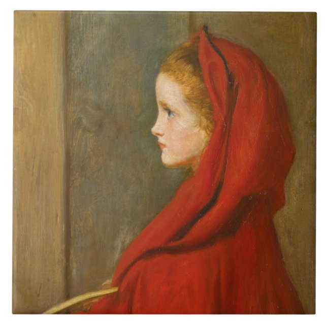 Red Riding Hood (by John Everett Millais) Ceramic Tile (Front)
