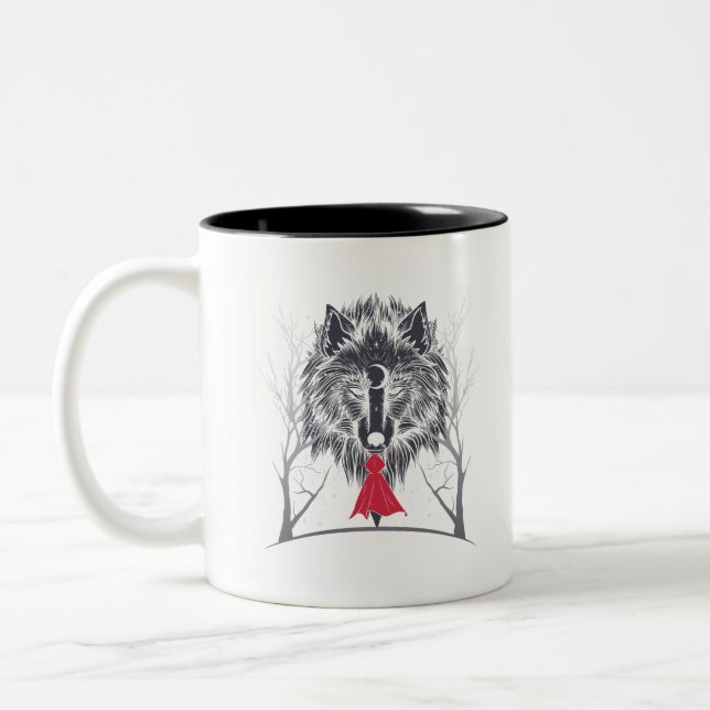 Red Riding Hood Costume Gif For Girls Two-Tone Coffee Mug (Left)