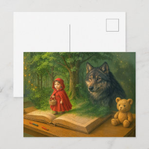 Red Riding Hood in magical kids room Holiday Postcard