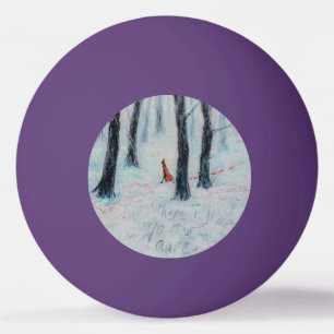 Red Riding Hood-like figure in a winter forest Ping Pong Ball