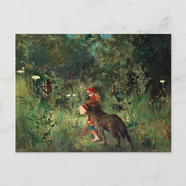 Red Riding Hood with Wolf Postcard (Front)
