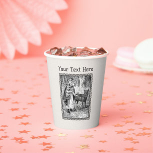 Red Riding Hood Wolf Drawing Forest Black Frame Paper Cups