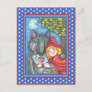 RED RIDING HOOD, WOLVES NEED HUGS TOO VALENTINE HOLIDAY POSTCARD