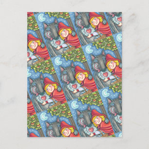 RED RIDING HOOD, WOLVES NEED HUGS TOO VALENTINE HOLIDAY POSTCARD