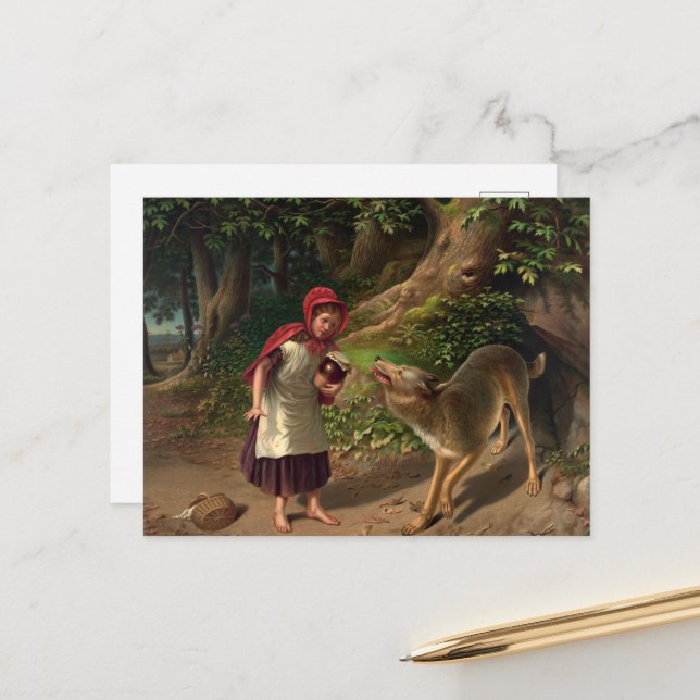 Red-Ridinghood and the wolf by William Beard Holiday Postcard (Front/Back In Situ)